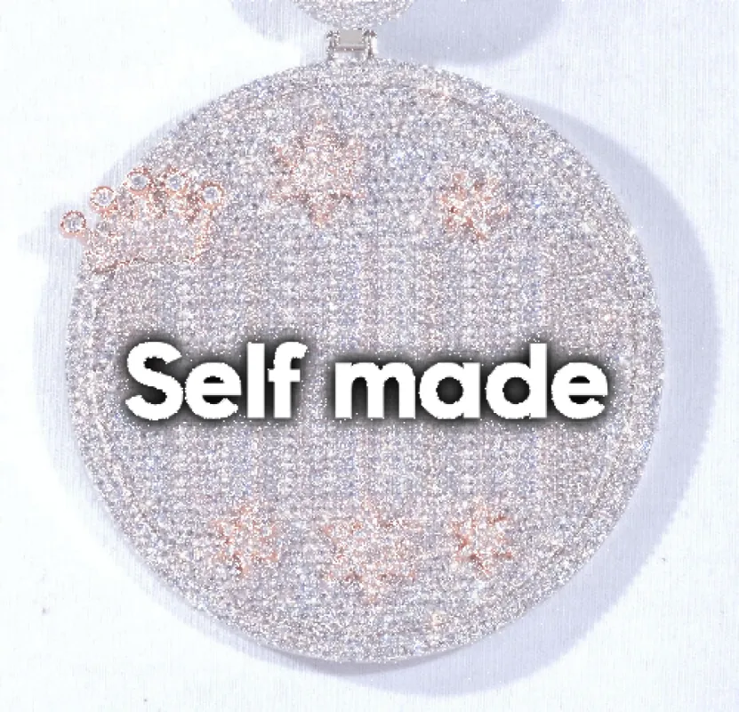 CUSTOM LETTER NECKLACE 3D BIG CROWN DISC sold by The GUU Shop