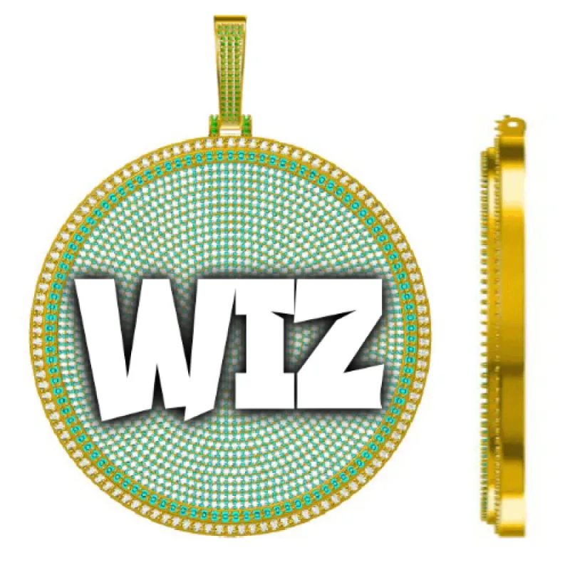 CUSTOM LETTER NECKLACE 3D BIG DISC sold by The GUU Shop