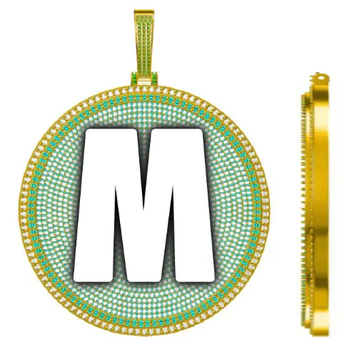 CUSTOM LETTER NECKLACE 3D BIG DISC sold by The GUU Shop