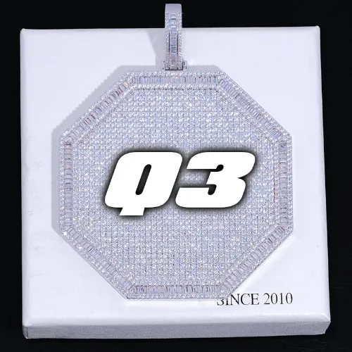 CUSTOM LETTER NECKLACE 3D BIG OCTAGON sold by The GUU Shop