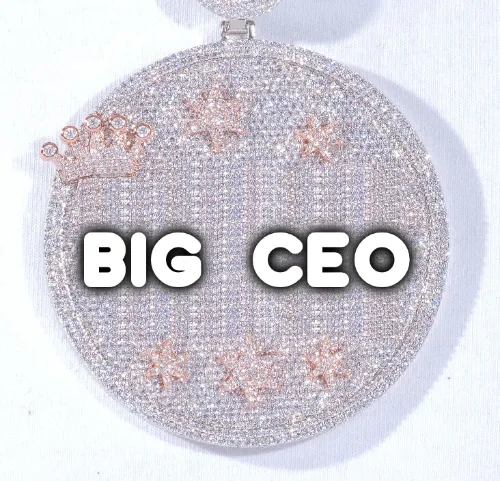 CUSTOM LETTER NECKLACE 3D BIG CROWN DISC sold by The GUU Shop