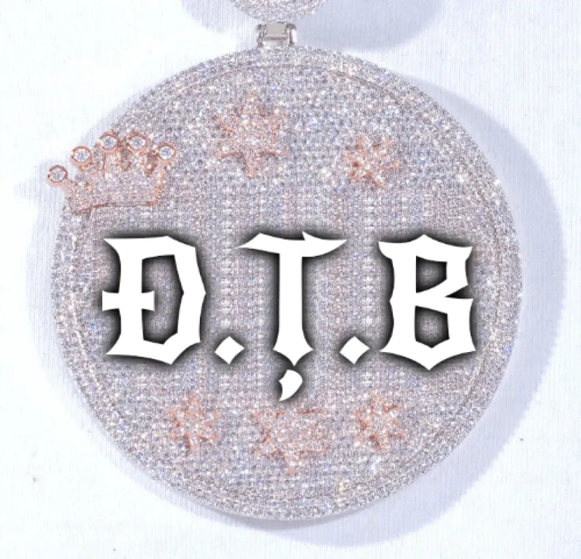 CUSTOM LETTER NECKLACE 3D BIG CROWN DISC sold by The GUU Shop