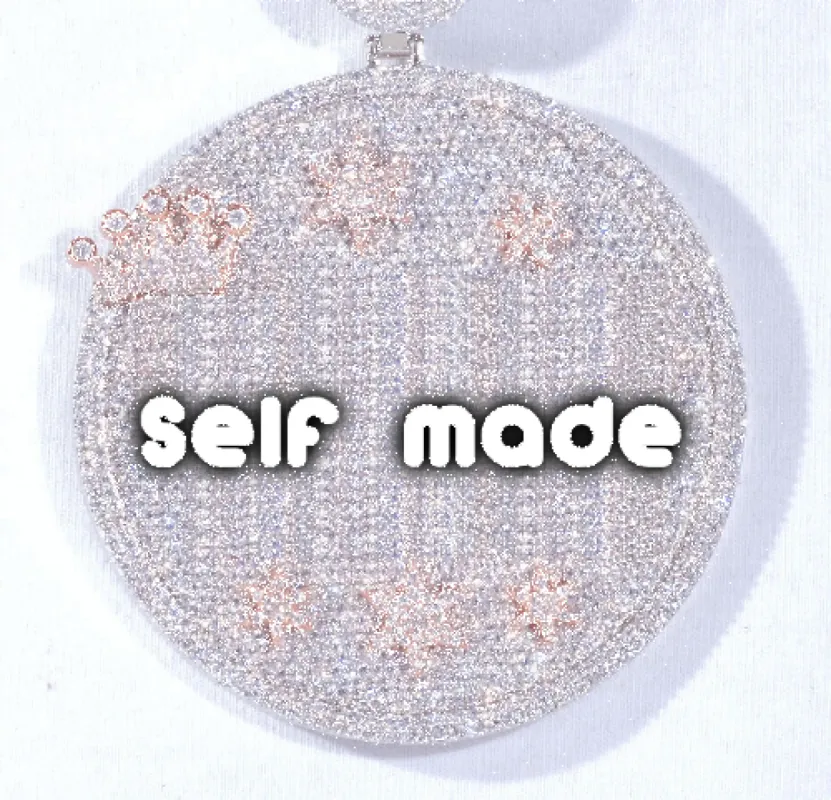 CUSTOM LETTER NECKLACE 3D BIG CROWN DISC sold by The GUU Shop