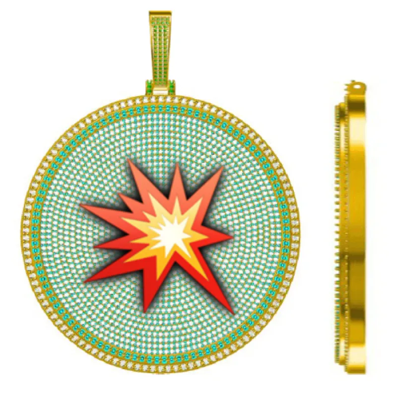 CUSTOM LETTER NECKLACE 3D BIG DISC sold by The GUU Shop