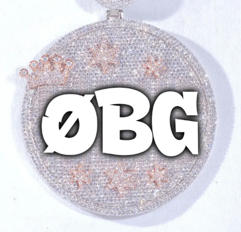 CUSTOM LETTER NECKLACE 3D BIG CROWN DISC sold by The GUU Shop
