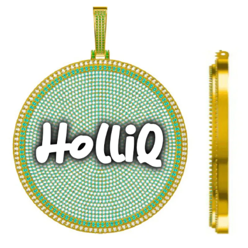 CUSTOM LETTER NECKLACE 3D BIG DISC sold by The GUU Shop