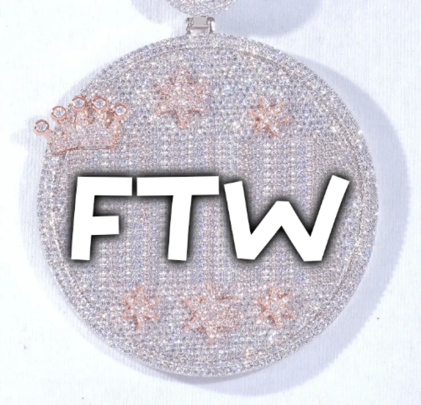 CUSTOM LETTER NECKLACE 3D BIG CROWN DISC sold by The GUU Shop