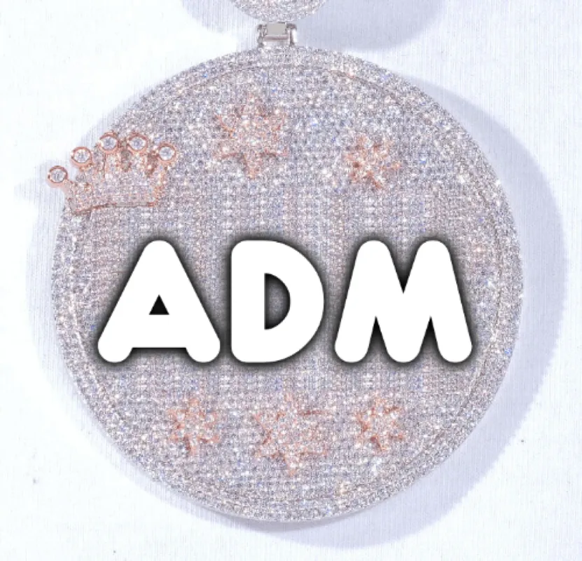 CUSTOM LETTER NECKLACE 3D BIG CROWN DISC sold by The GUU Shop