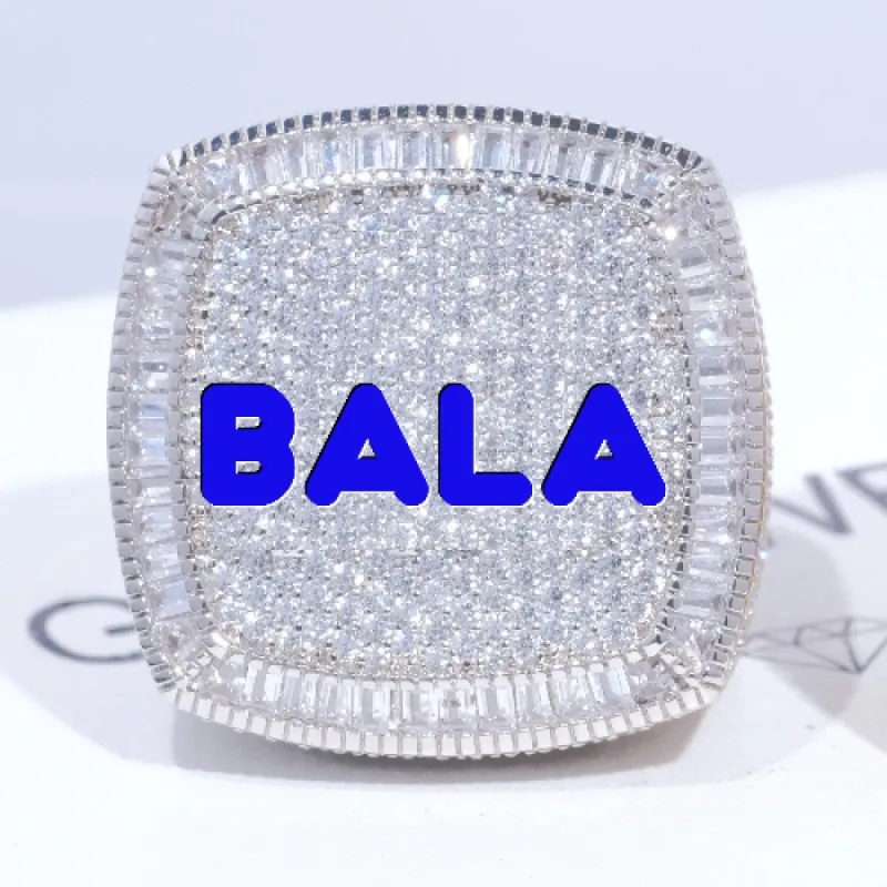 CUSTOM LETTER 3D ICED RING sold by The GUU Shop