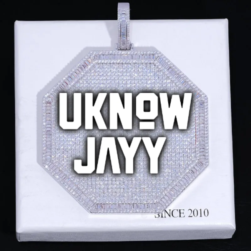 CUSTOM LETTER NECKLACE 3D BIG OCTAGON sold by The GUU Shop