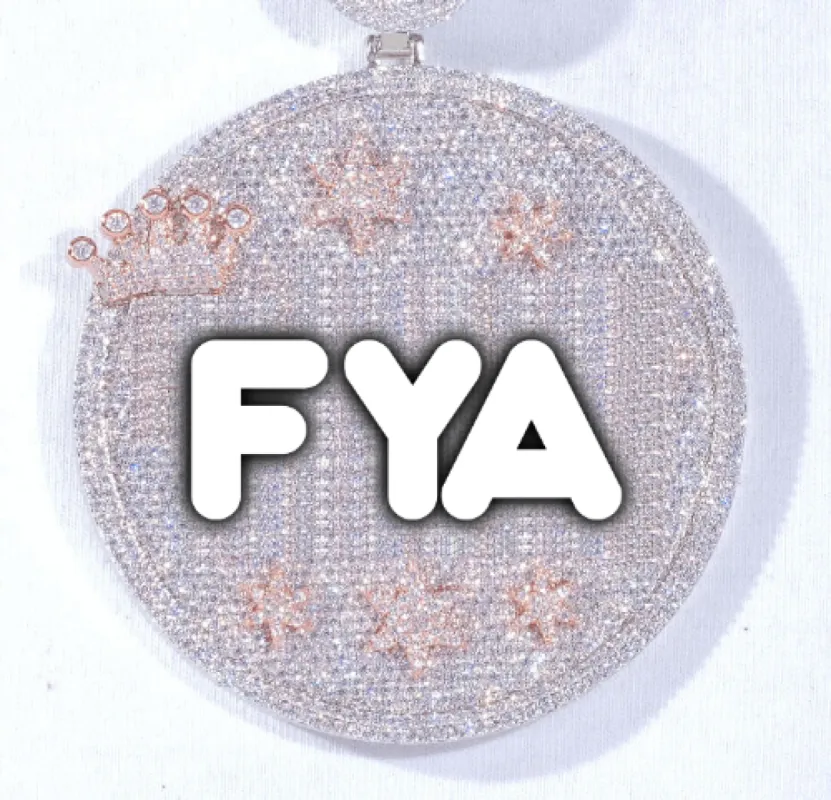 CUSTOM LETTER NECKLACE 3D BIG CROWN DISC sold by The GUU Shop