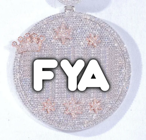 CUSTOM LETTER NECKLACE 3D BIG CROWN DISC sold by The GUU Shop