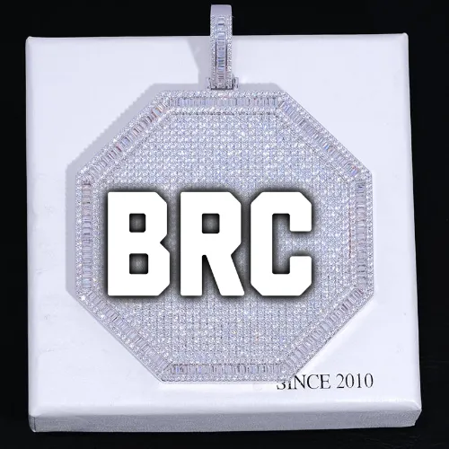 CUSTOM LETTER NECKLACE 3D BIG OCTAGON sold by The GUU Shop