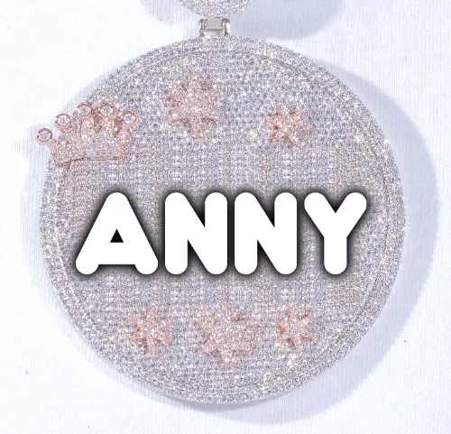 CUSTOM LETTER NECKLACE 3D BIG CROWN DISC sold by The GUU Shop