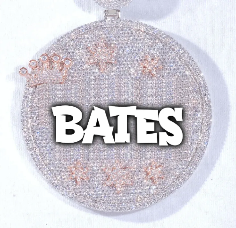 CUSTOM LETTER NECKLACE 3D BIG CROWN DISC sold by The GUU Shop