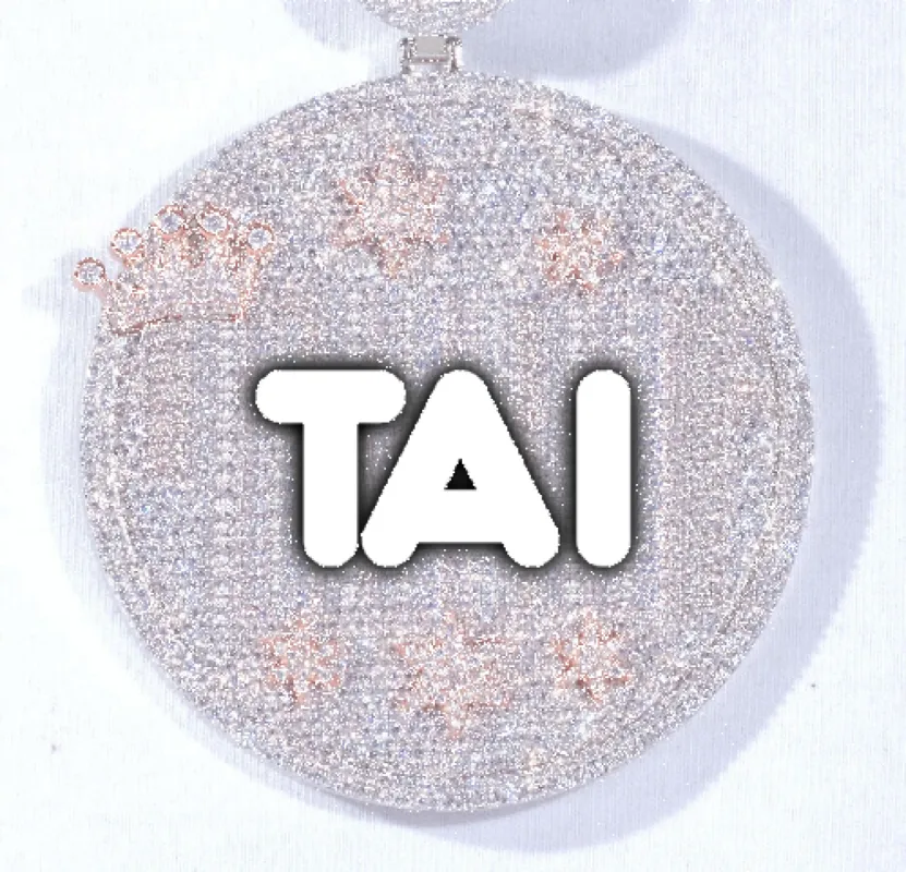 CUSTOM LETTER NECKLACE 3D BIG CROWN DISC sold by The GUU Shop