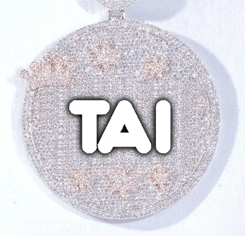 CUSTOM LETTER NECKLACE 3D BIG CROWN DISC sold by The GUU Shop