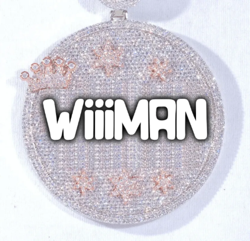 CUSTOM LETTER NECKLACE 3D BIG CROWN DISC sold by The GUU Shop