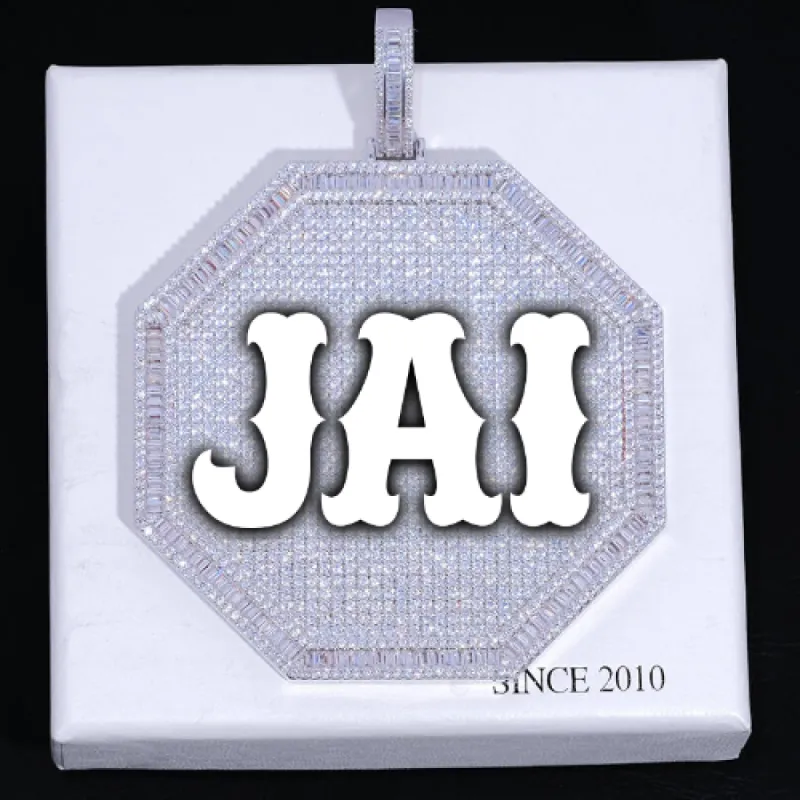 CUSTOM LETTER NECKLACE 3D BIG OCTAGON sold by The GUU Shop