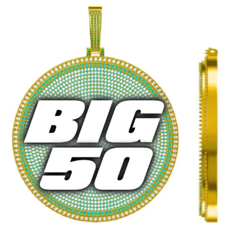 CUSTOM LETTER NECKLACE 3D BIG DISC sold by The GUU Shop