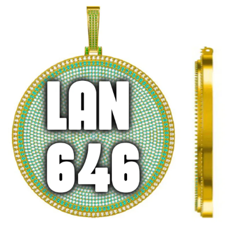 CUSTOM LETTER NECKLACE 3D BIG DISC sold by The GUU Shop