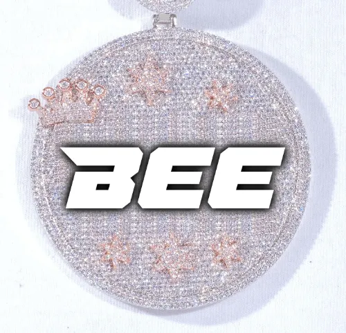 CUSTOM LETTER NECKLACE 3D BIG CROWN DISC sold by The GUU Shop