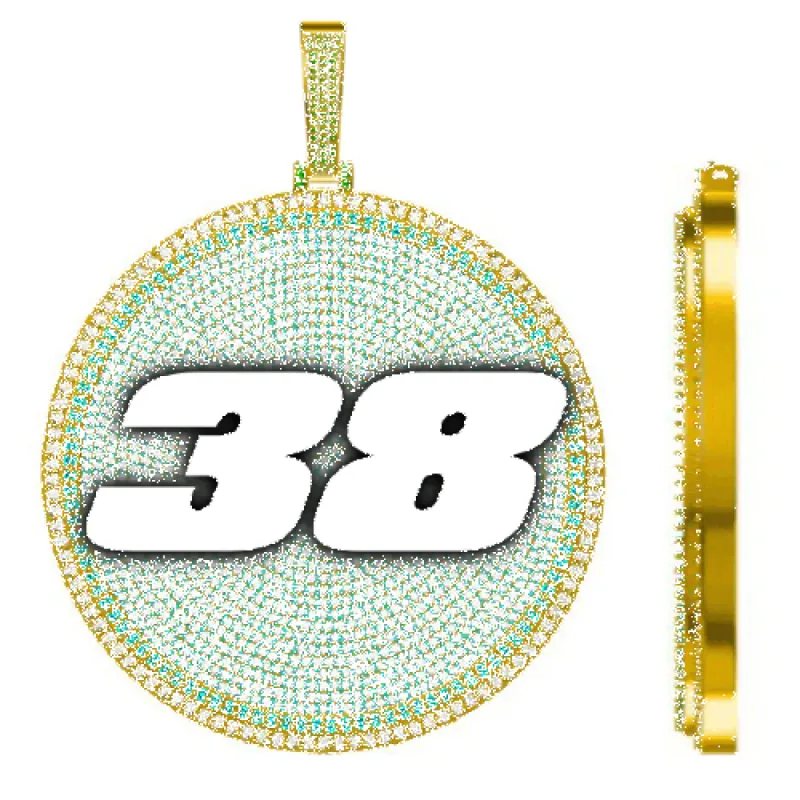 CUSTOM LETTER NECKLACE 3D BIG DISC sold by The GUU Shop