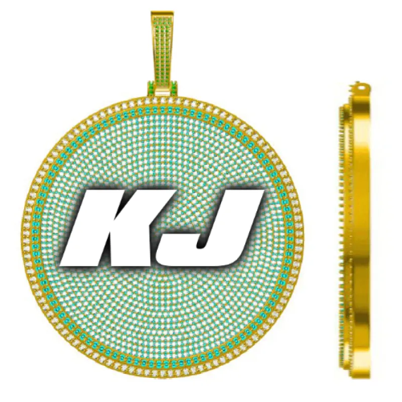 CUSTOM LETTER NECKLACE 3D BIG DISC sold by The GUU Shop