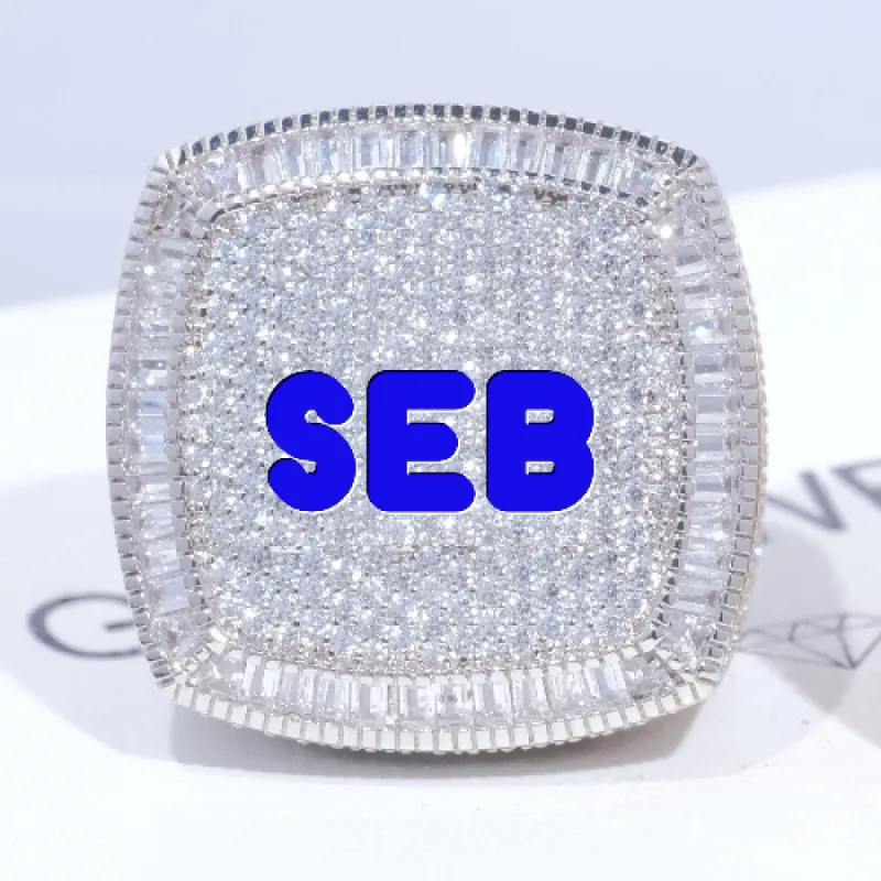 CUSTOM LETTER 3D ICED RING sold by The GUU Shop