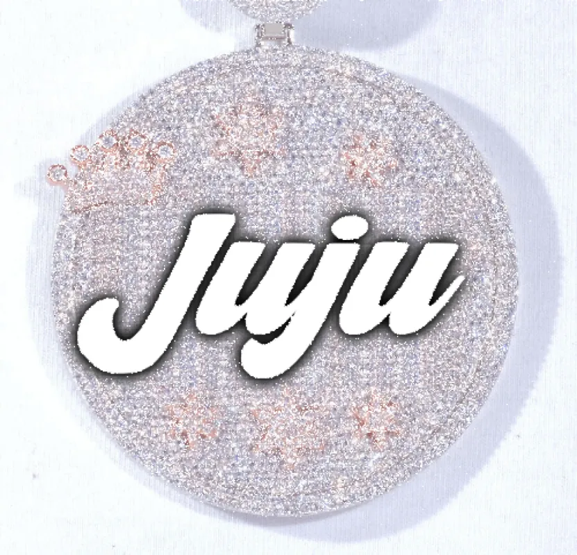 CUSTOM LETTER NECKLACE 3D BIG CROWN DISC sold by The GUU Shop