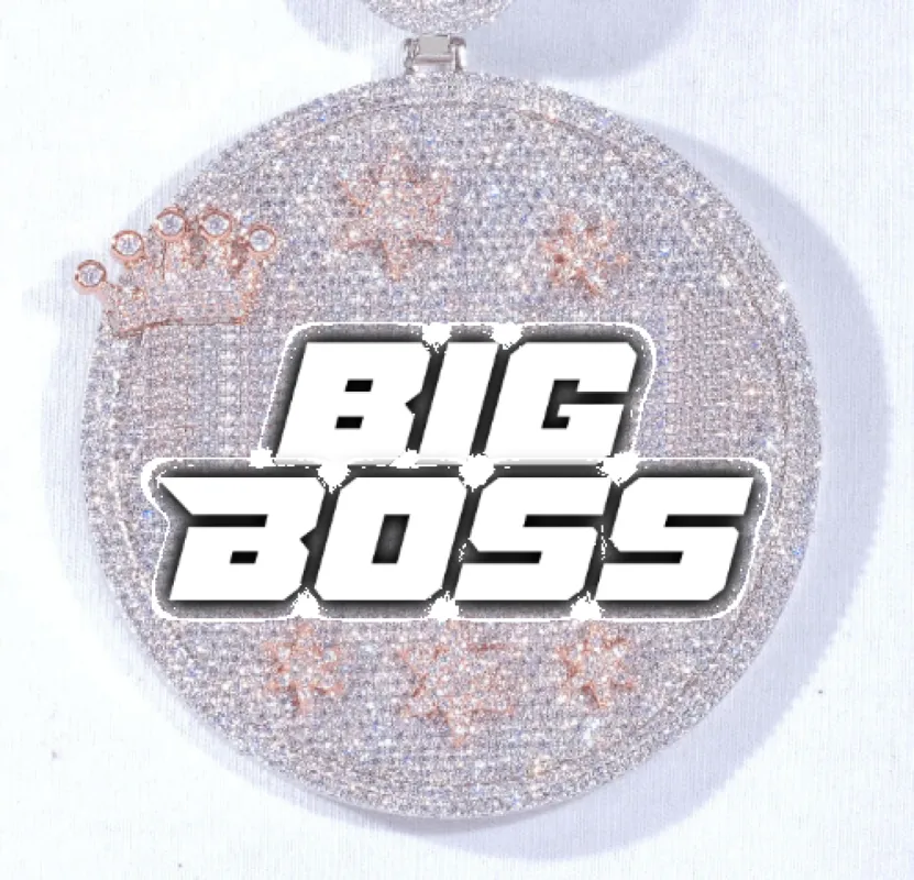 CUSTOM LETTER NECKLACE 3D BIG CROWN DISC sold by The GUU Shop