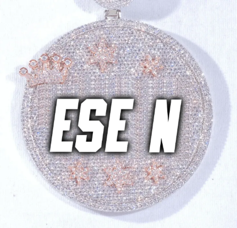 CUSTOM LETTER NECKLACE 3D BIG CROWN DISC sold by The GUU Shop