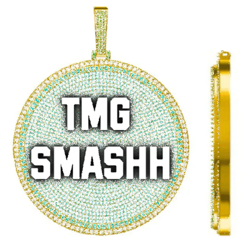 CUSTOM LETTER NECKLACE 3D BIG DISC sold by The GUU Shop