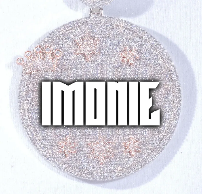 CUSTOM LETTER NECKLACE 3D BIG CROWN DISC sold by The GUU Shop