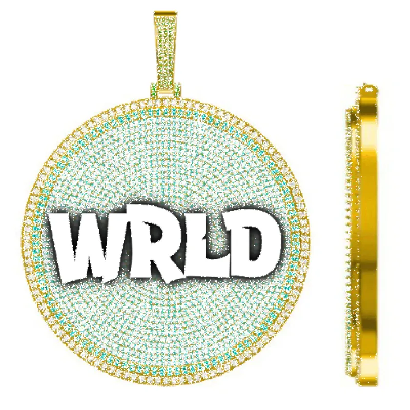 CUSTOM LETTER NECKLACE 3D BIG DISC sold by The GUU Shop