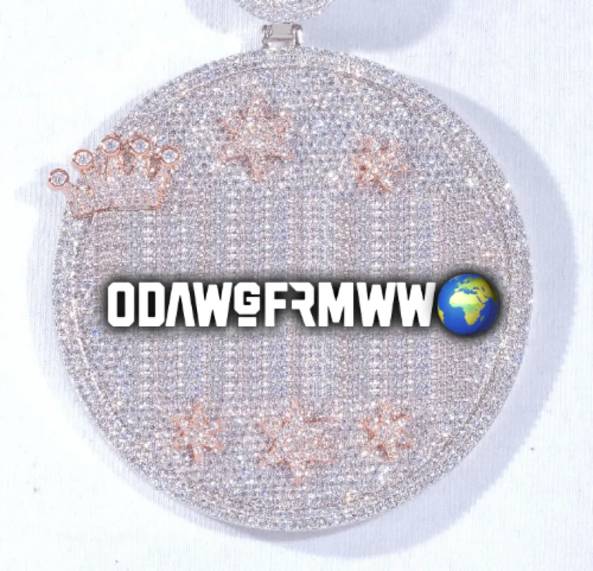 CUSTOM LETTER NECKLACE 3D BIG CROWN DISC sold by The GUU Shop