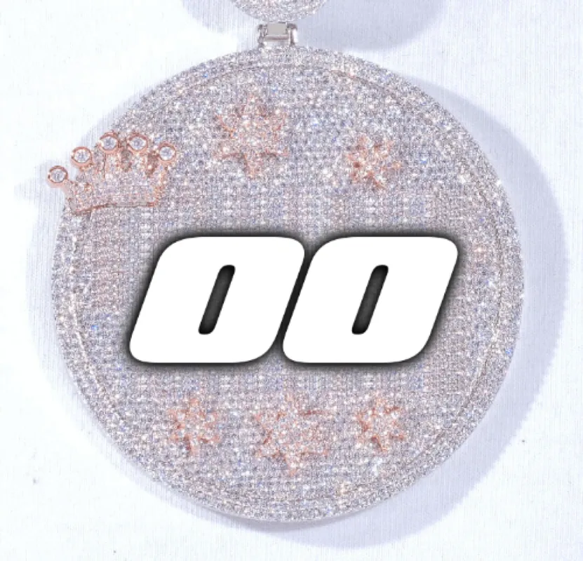 CUSTOM LETTER NECKLACE 3D BIG CROWN DISC sold by The GUU Shop