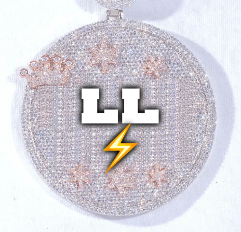 CUSTOM LETTER NECKLACE 3D BIG CROWN DISC sold by The GUU Shop