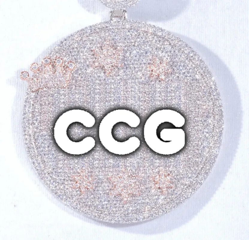 CUSTOM LETTER NECKLACE 3D BIG CROWN DISC sold by The GUU Shop