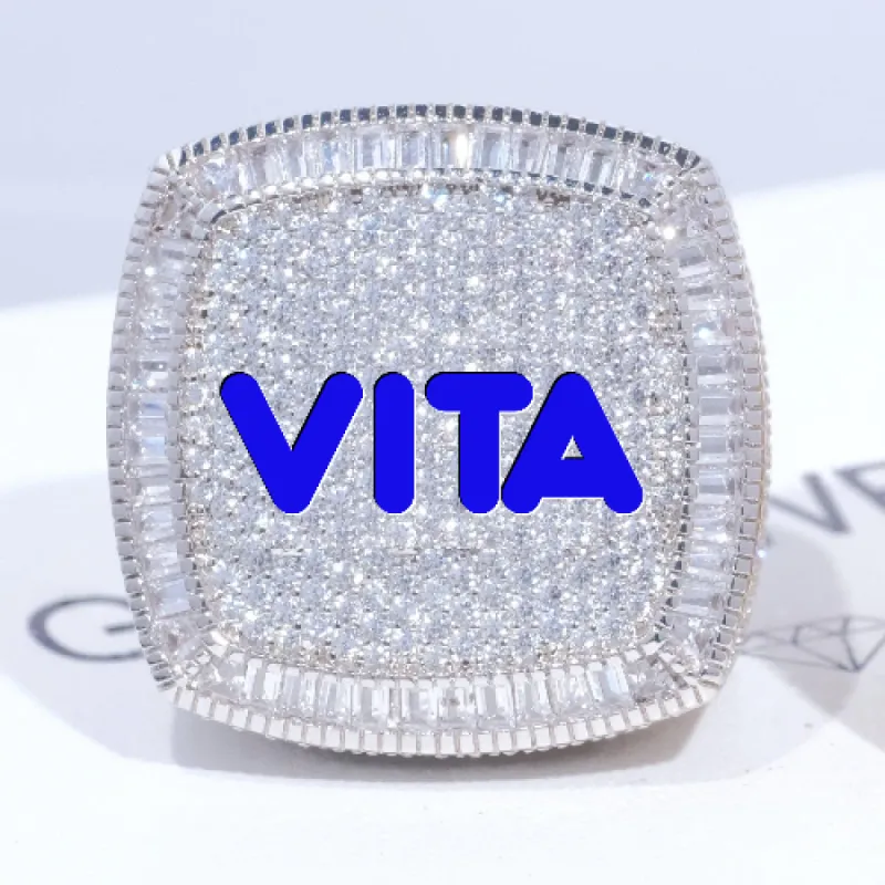 CUSTOM LETTER 3D ICED RING sold by The GUU Shop