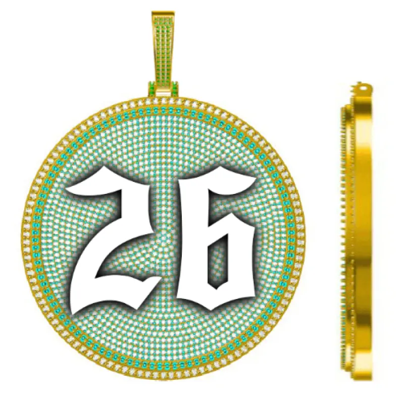 CUSTOM LETTER NECKLACE 3D BIG DISC sold by The GUU Shop