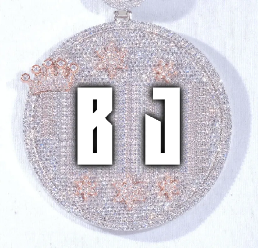 CUSTOM LETTER NECKLACE 3D BIG CROWN DISC sold by The GUU Shop
