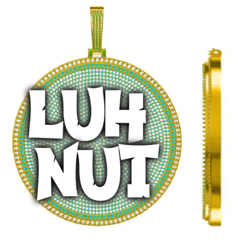 CUSTOM LETTER NECKLACE 3D BIG DISC sold by The GUU Shop