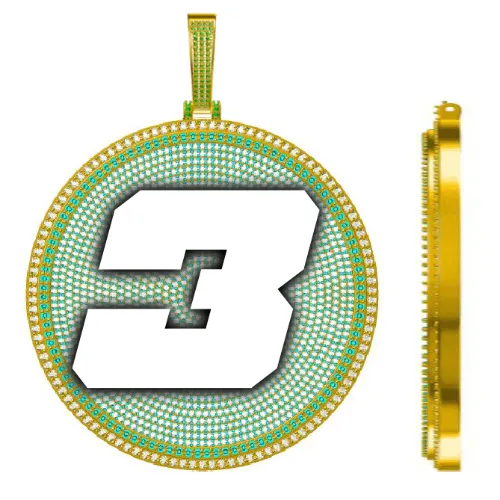 CUSTOM LETTER NECKLACE 3D BIG DISC sold by The GUU Shop