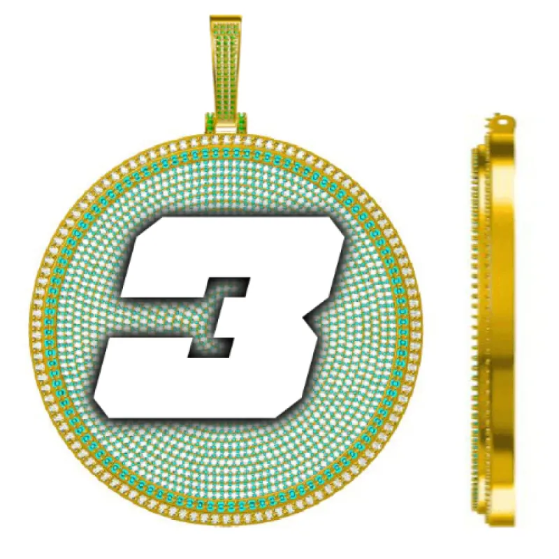 CUSTOM LETTER NECKLACE 3D BIG DISC sold by The GUU Shop