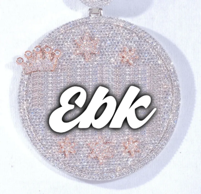 CUSTOM LETTER NECKLACE 3D BIG CROWN DISC sold by The GUU Shop