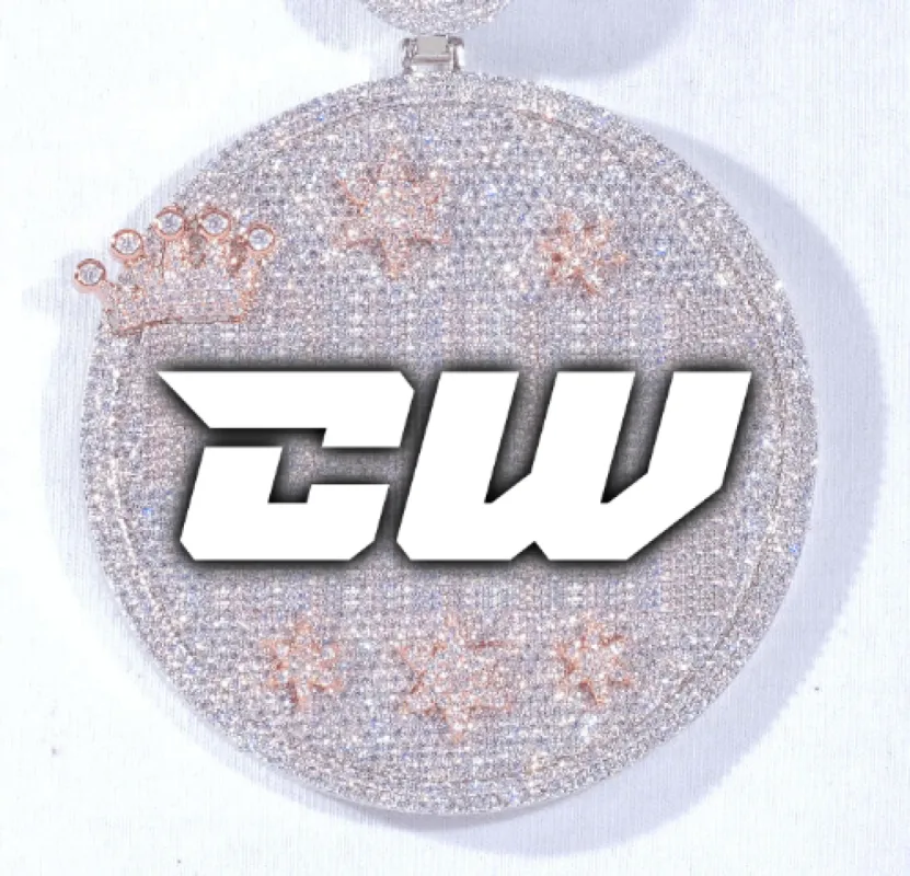 CUSTOM LETTER NECKLACE 3D BIG CROWN DISC sold by The GUU Shop