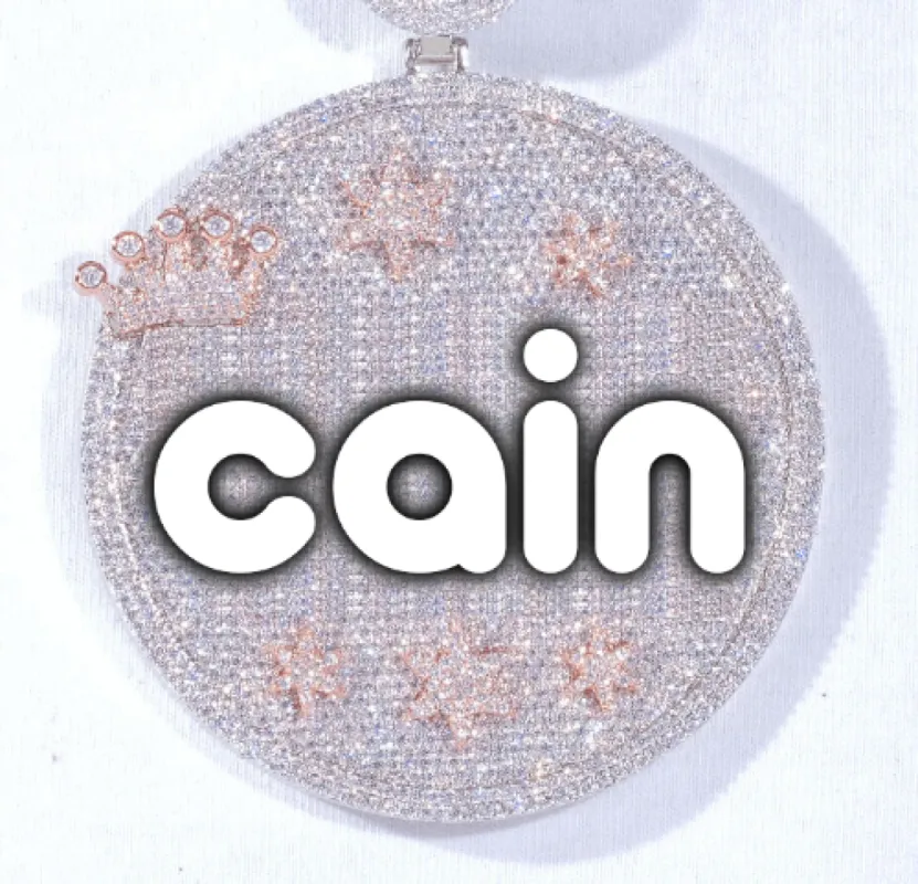 CUSTOM LETTER NECKLACE 3D BIG CROWN DISC sold by The GUU Shop