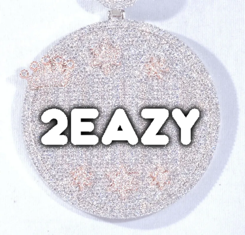 CUSTOM LETTER NECKLACE 3D BIG CROWN DISC sold by The GUU Shop