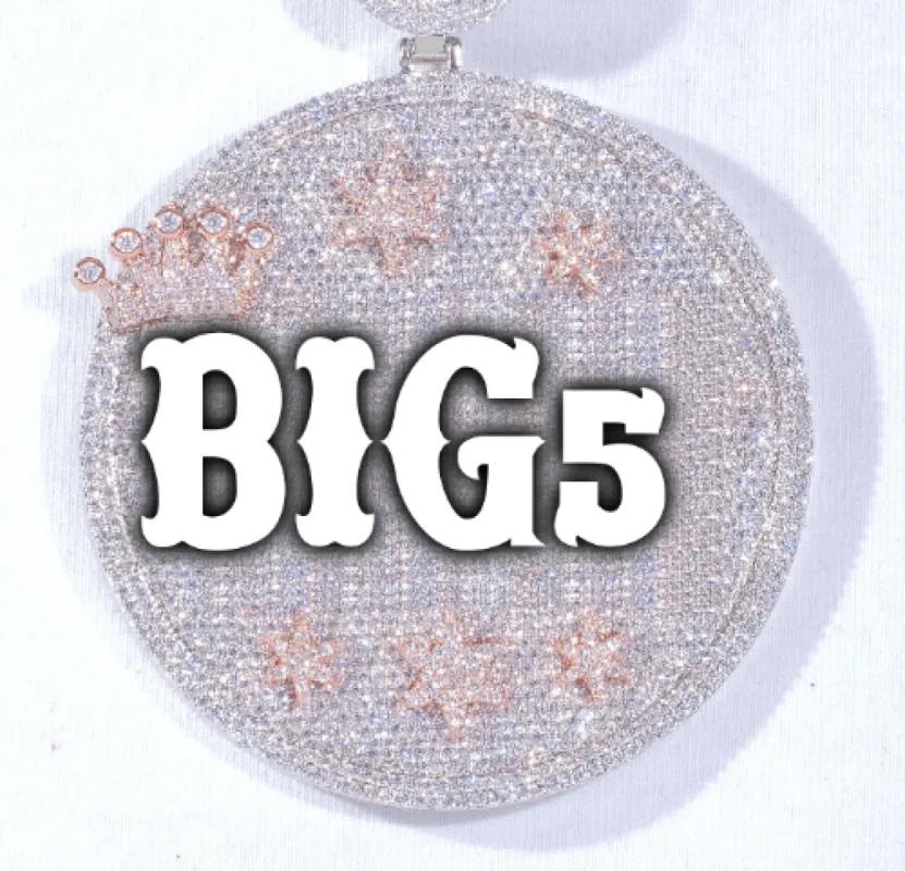 CUSTOM LETTER NECKLACE 3D BIG CROWN DISC sold by The GUU Shop